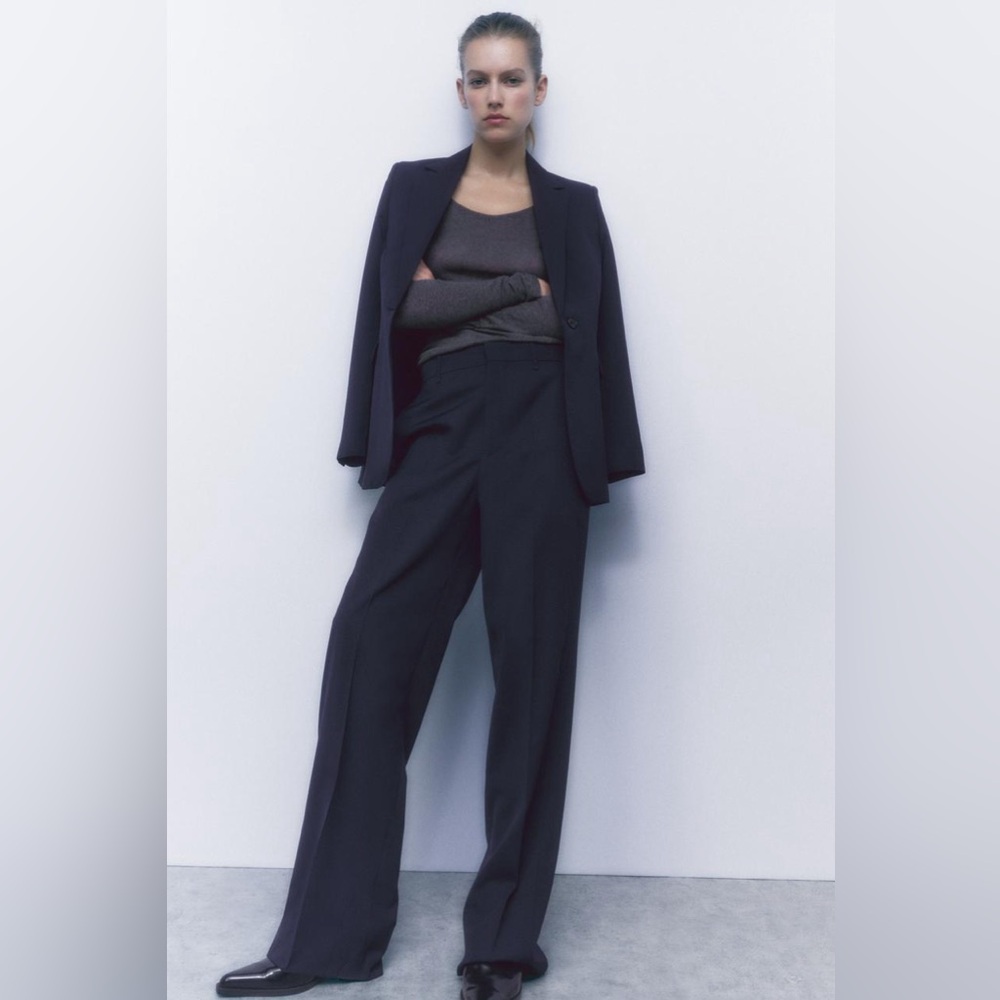 Zara Studio Limited Edition Wool Elegant Faded Black Women's Suit Pant Trousers